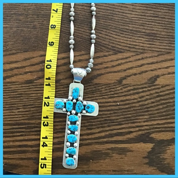 Vintage Tommy Moore Turquoise Sterling Cross Beads - Picture 6 of 7